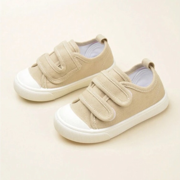 Unisex toddler girls / boys Tan Velcro sneakers - Picture 3 of 5